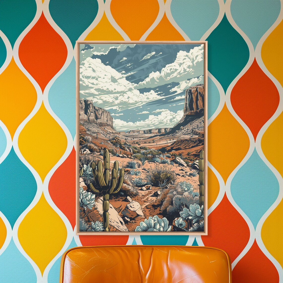 Vintage Western Desert Landscape, Southwest Art Print - Image 4