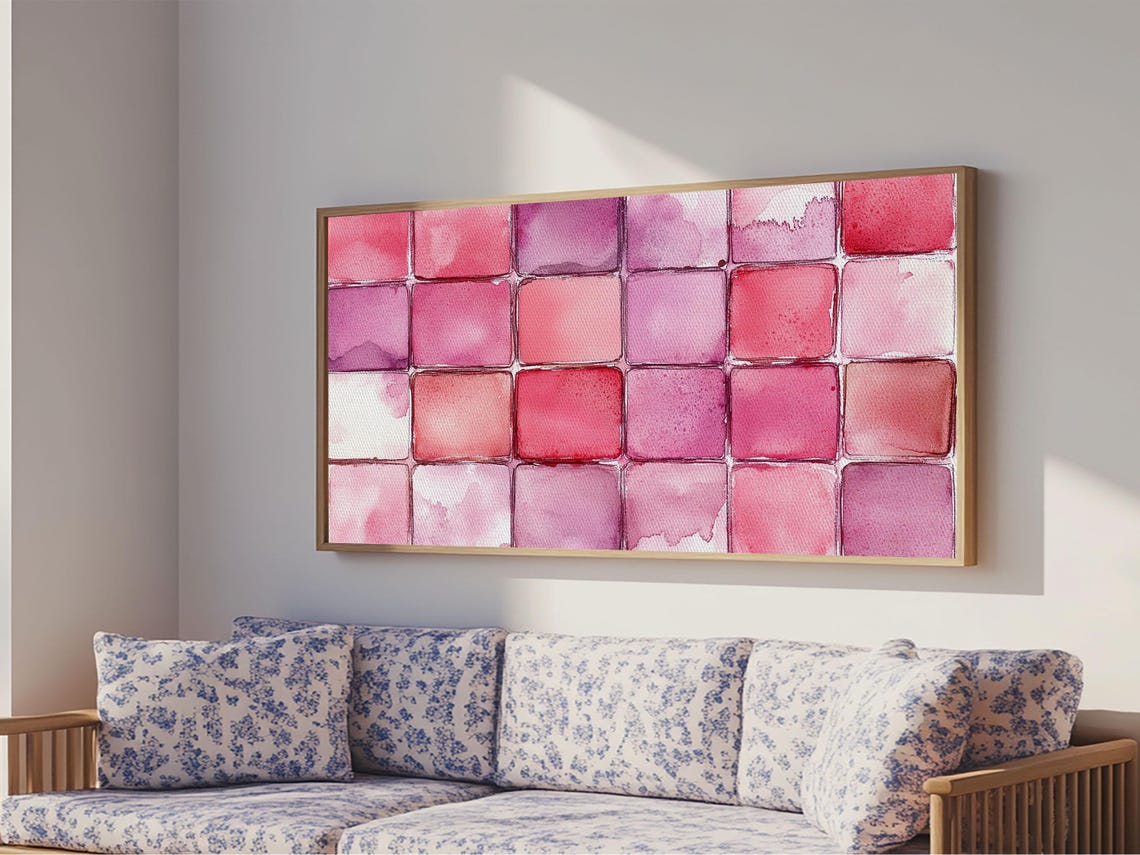 Pink Watercolor Swatch Grid Minimalist Color Palette Squares Poster - Image 3