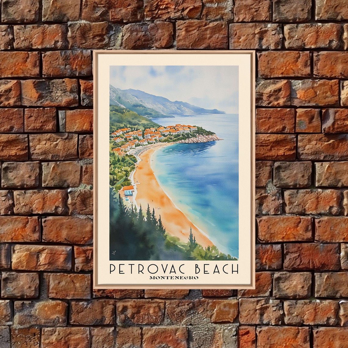 Petrovac Beach Montenegro Aerial Golden Bay Orange Rooftop Town Poster - Image 4