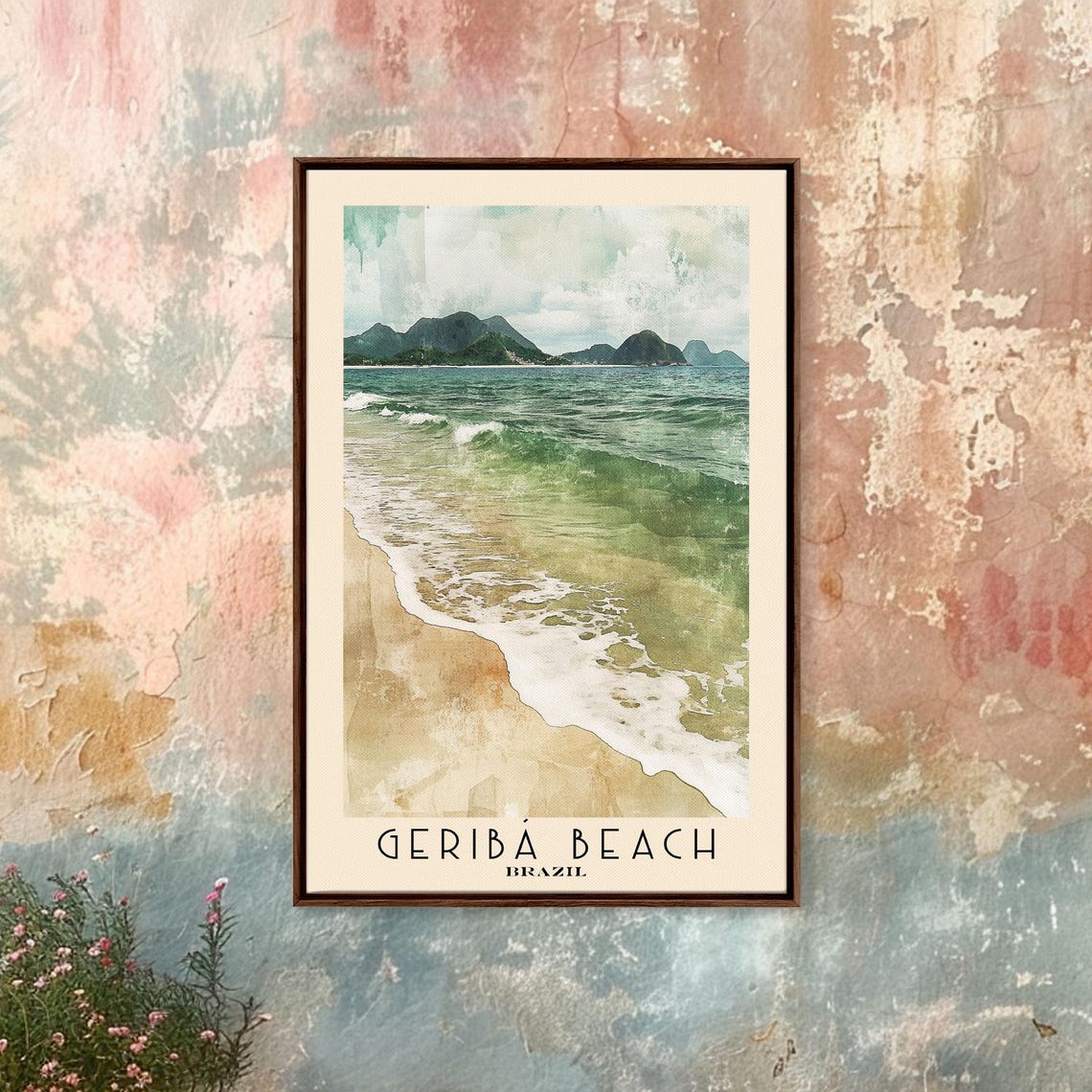 Geriba Beach Brazil Green Surf Rolling Waves Mountain Coast Poster - Image 4