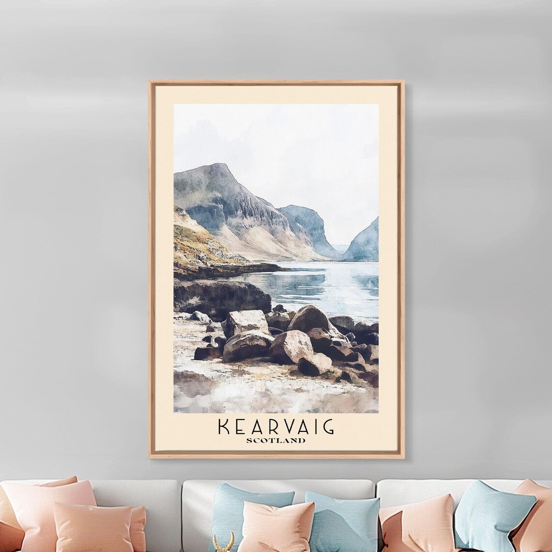 Kearvaig Scotland Rocky Shore Misty Highland Coast Watercolor Poster Art - Image 3