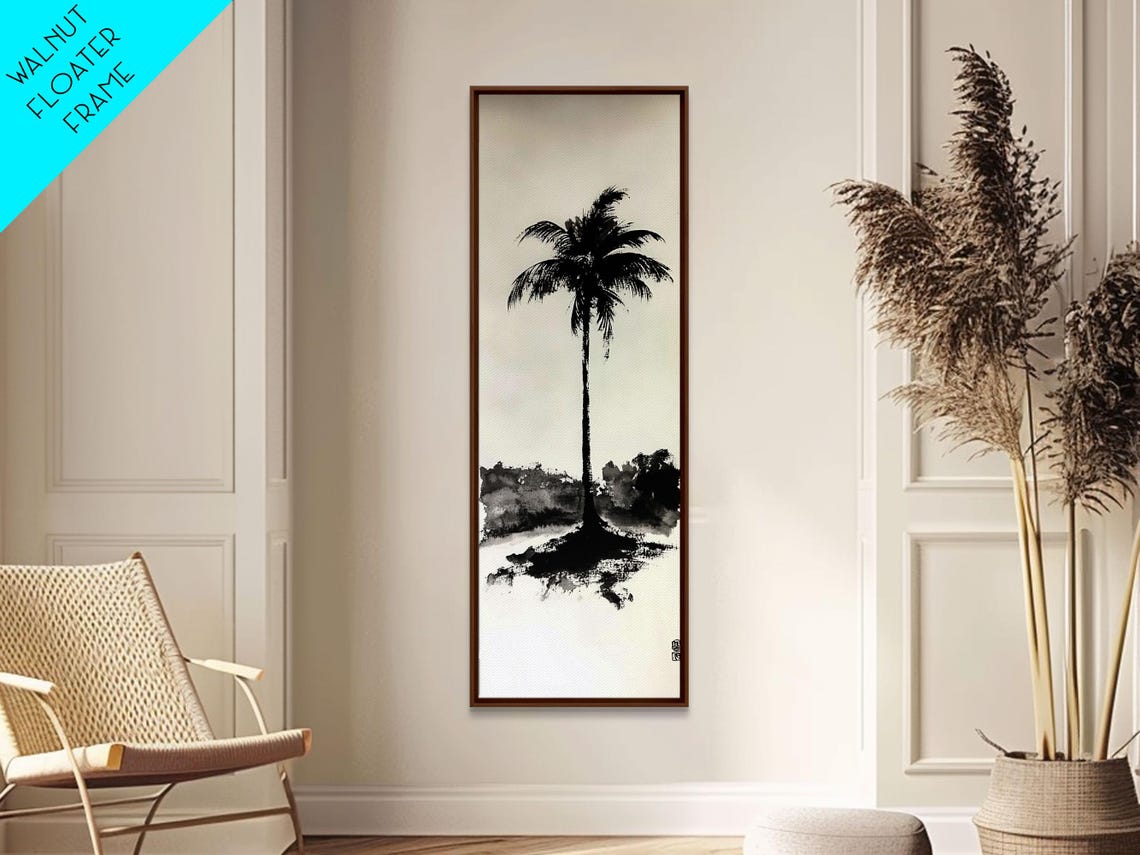 Minimalist Black And White Palm Tree Ink Tropical Zen Art Poster - Image 3