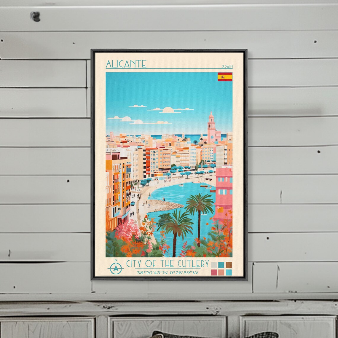 Alicante Spain Travel Poster, Mid-Century Modern - Image 3