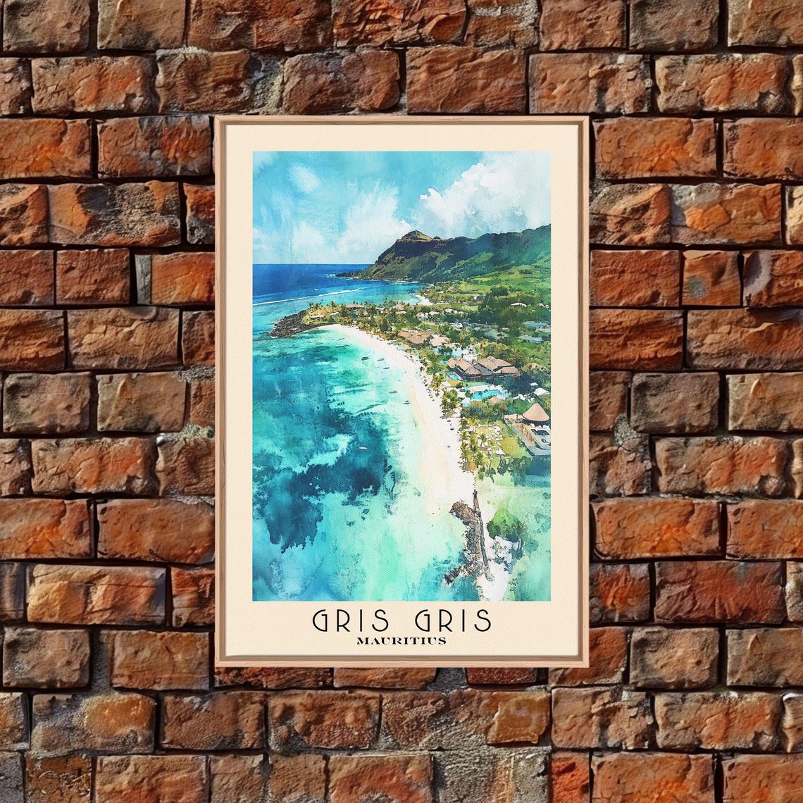 Gris Gris Mauritius Aerial Turquoise Coast Reef View Travel Poster - Image 5
