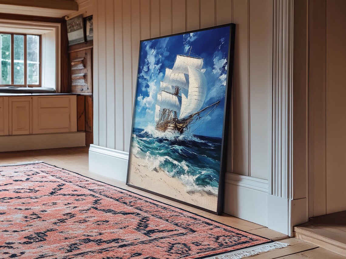 Tall Ship Schooner Sailing Ocean Waves Nautical Adventure Sea Art Poster - Image 5