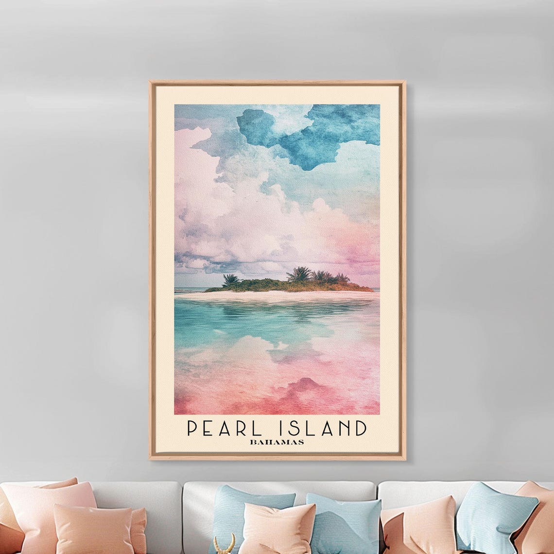 Pearl Island Bahamas Palm Cay Pastel Sky Turquoise Water View Poster - Image 3