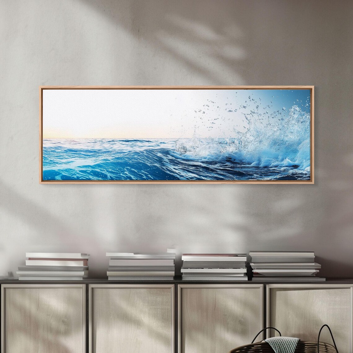 Ocean Wave Splash Bright Blue Sea Spray Coastal Panoramic Seascape Wall Art Print - Image 5