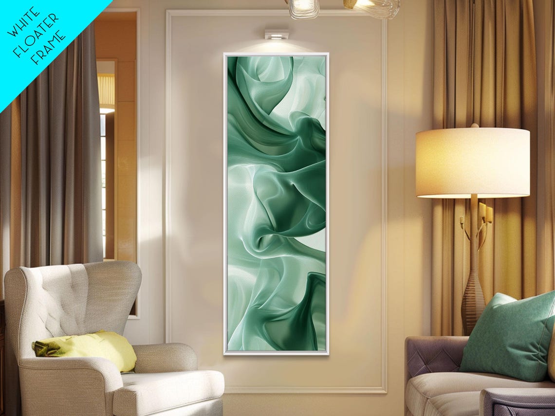 Flowing Green Smoke Silk Abstract Calm Sage Wall Decor Poster - Image 4