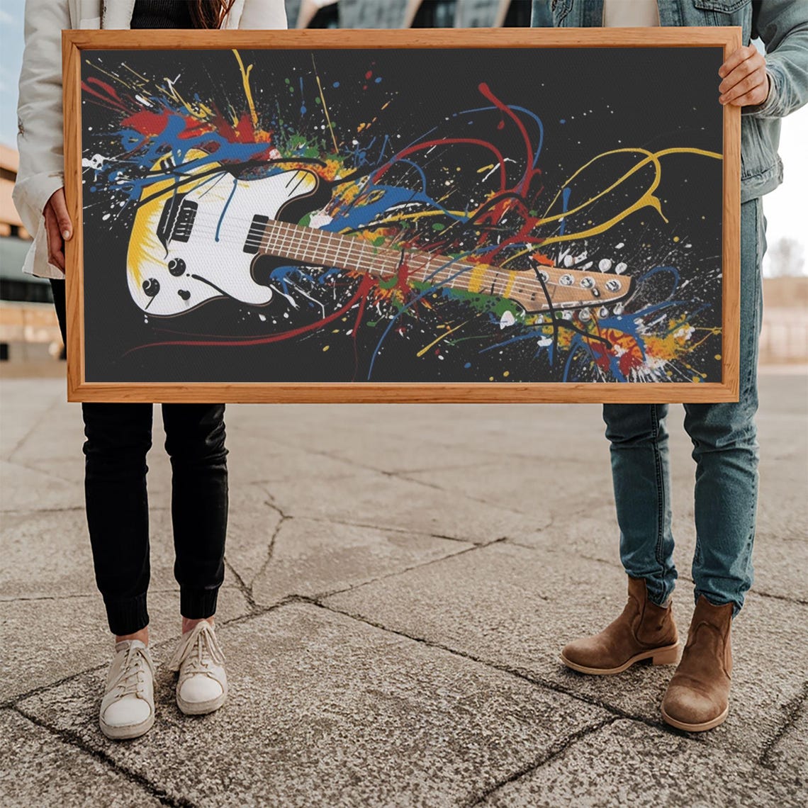 Colorful Electric Guitar Paint Splatter Rock Music Graffiti Wall Art - Image 5