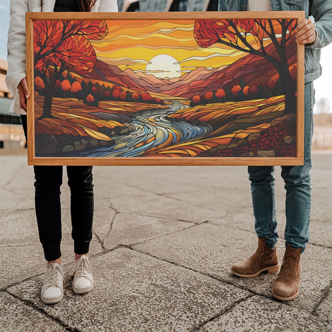 Fall Wall Art Abstract Wall Print Sunset Art River Art Print Wall Hanging Panoramic Art Nature Lover Gift Above Bed Decor - Image 5