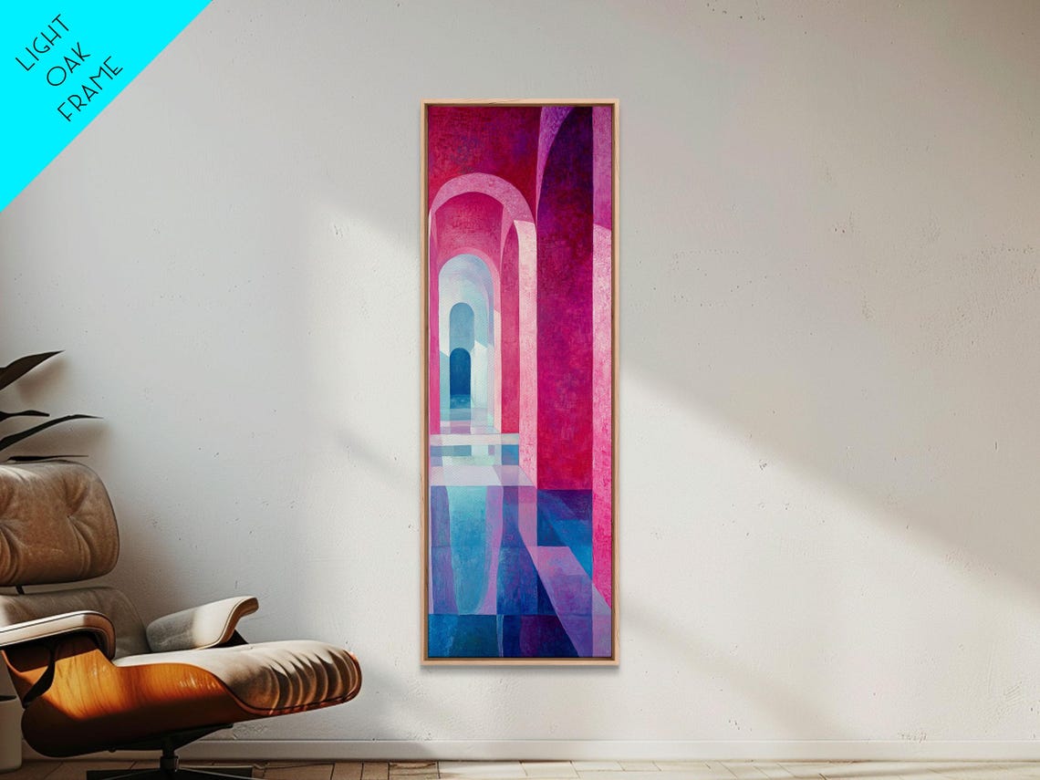 Magenta Archway Corridor Abstract Architecture Blue Depth Poster - Image 5
