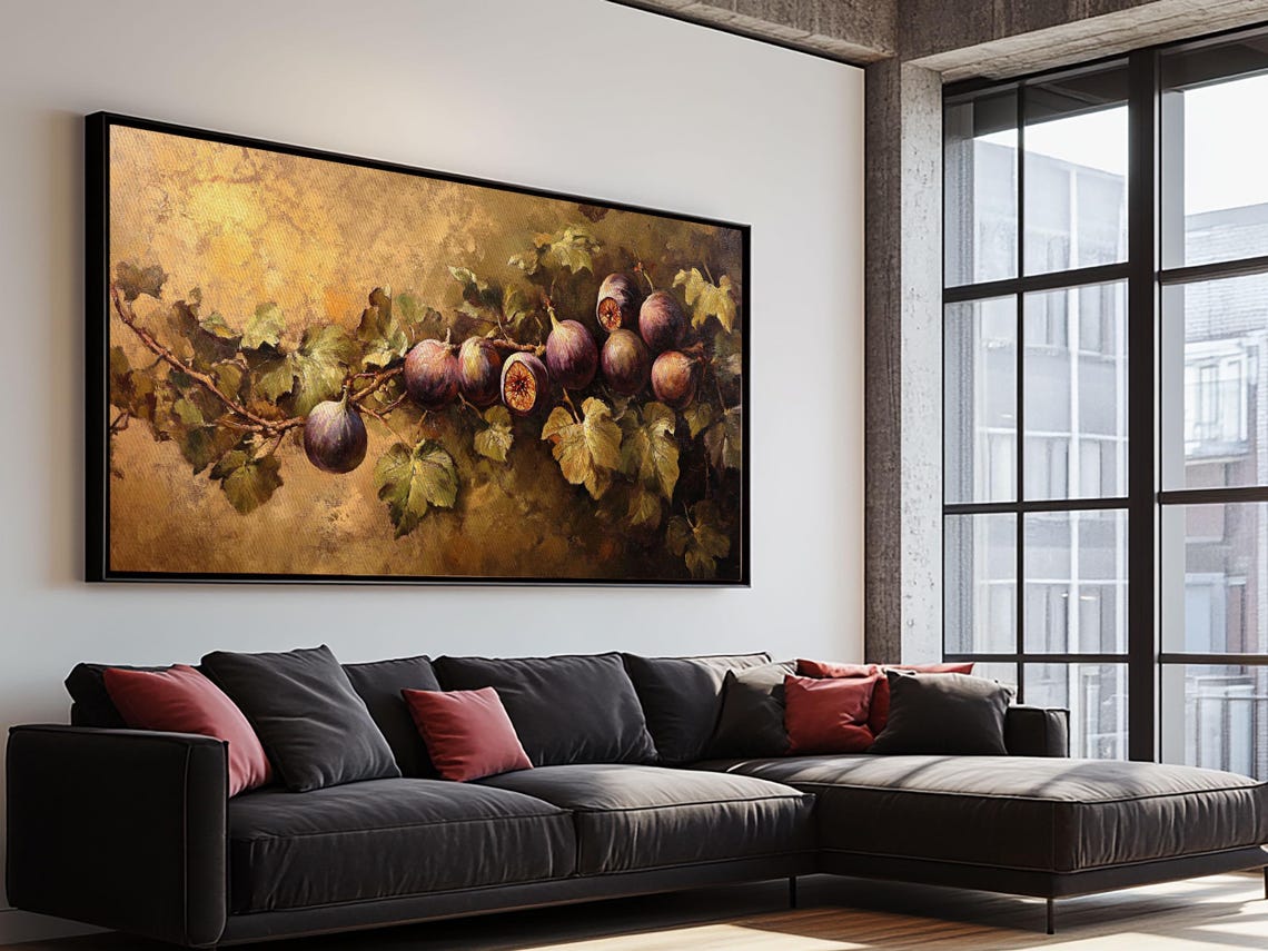 Ripe Figs On Vine Golden Old Master Still Life Painting Kitchen Print - Image 5