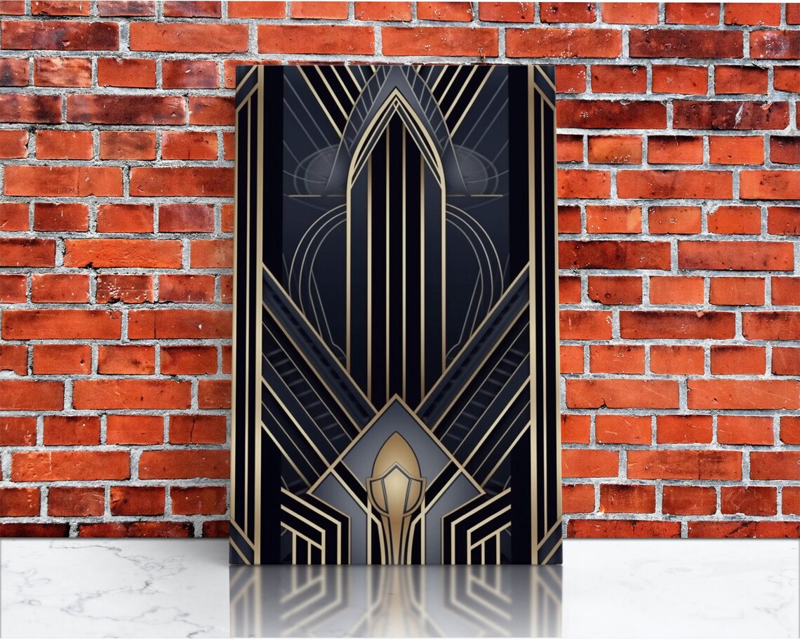 Art Deco Gold and Blue, Mid-Century Wall Art Print - Image 3