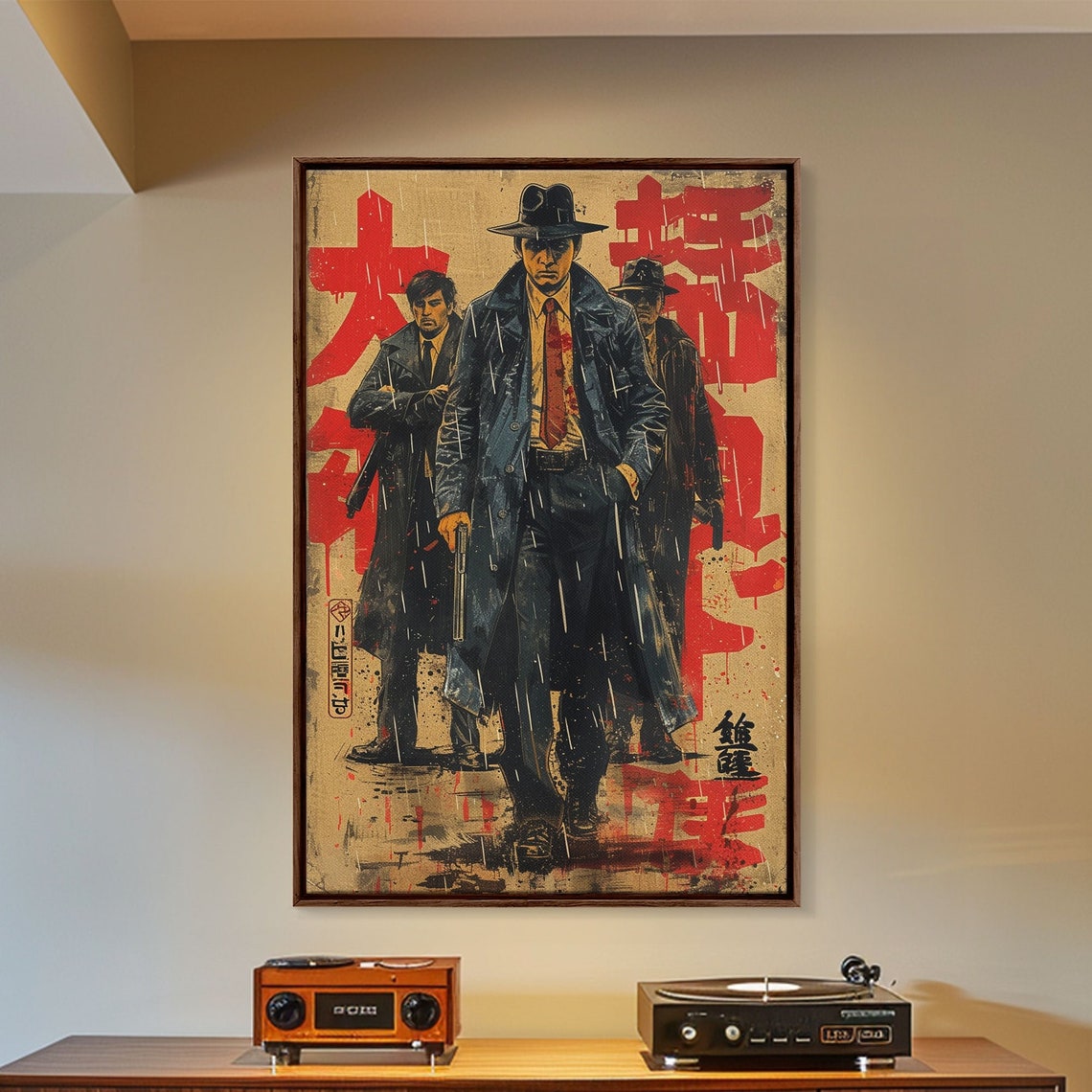 Japanese Noir Gangster Rain Trench Coat Detective Comic Wall Art - Image 5