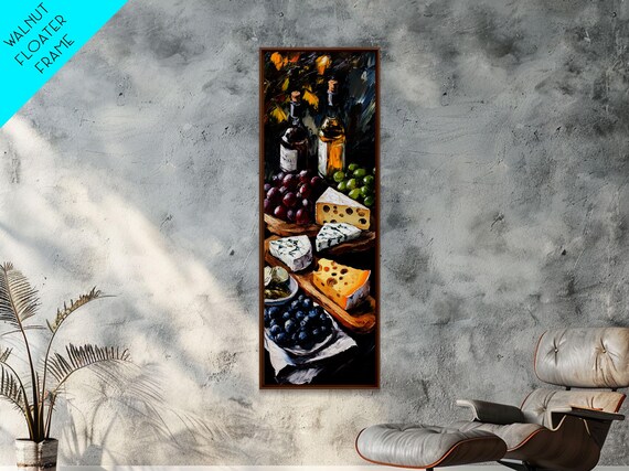 Wine and Cheese Still Life Moody Kitchen Culinary Dining Wall Art