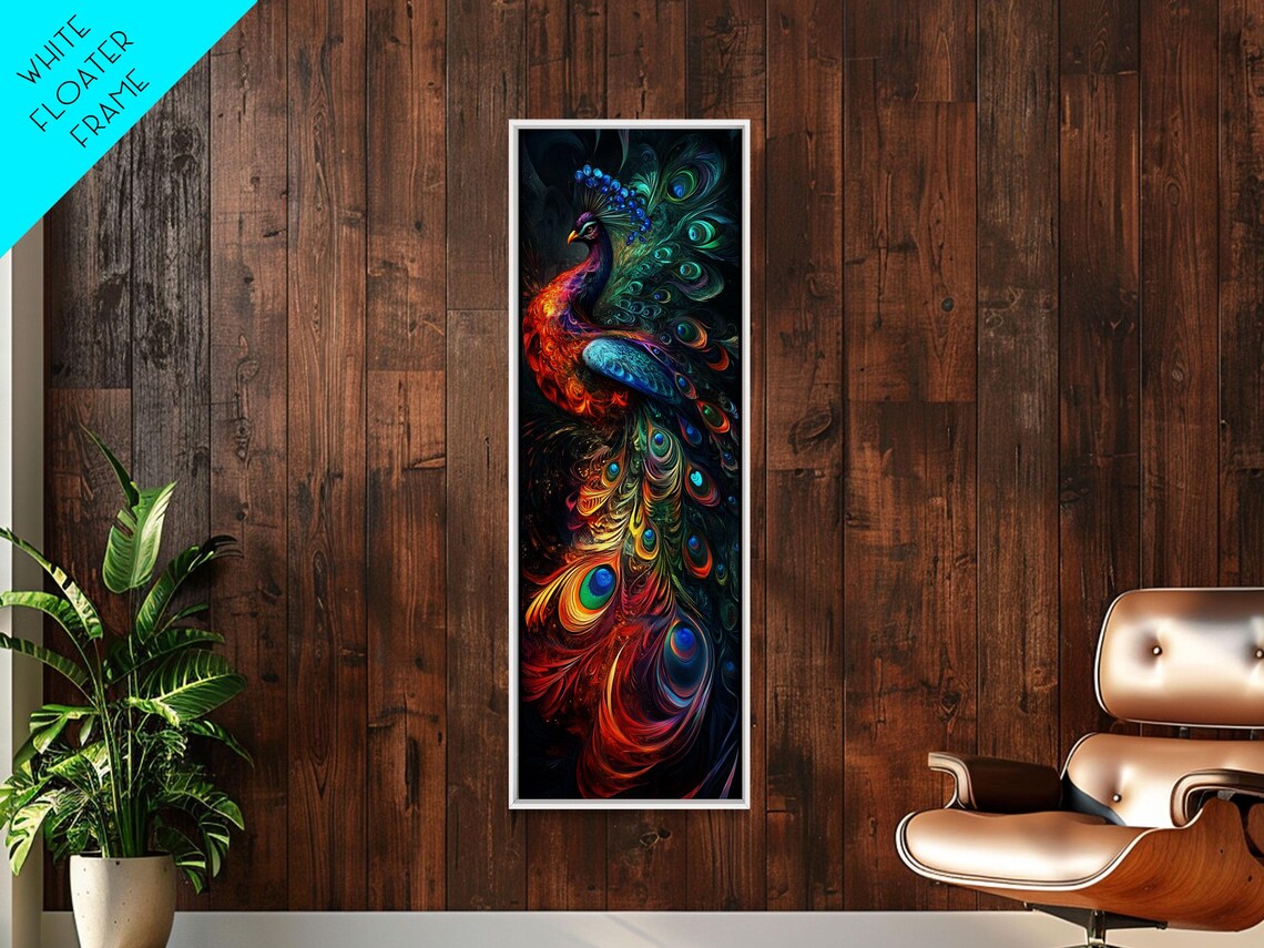 Ethereal Peacock Art Framed Print Rustic Decor Accent Ideal For Moody Art And Home Decor Vibrant Bird Art - Image 3