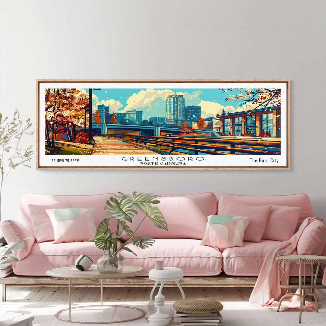 Greensboro North Carolina Gate City Downtown Skyline Autumn Poster - Image 5