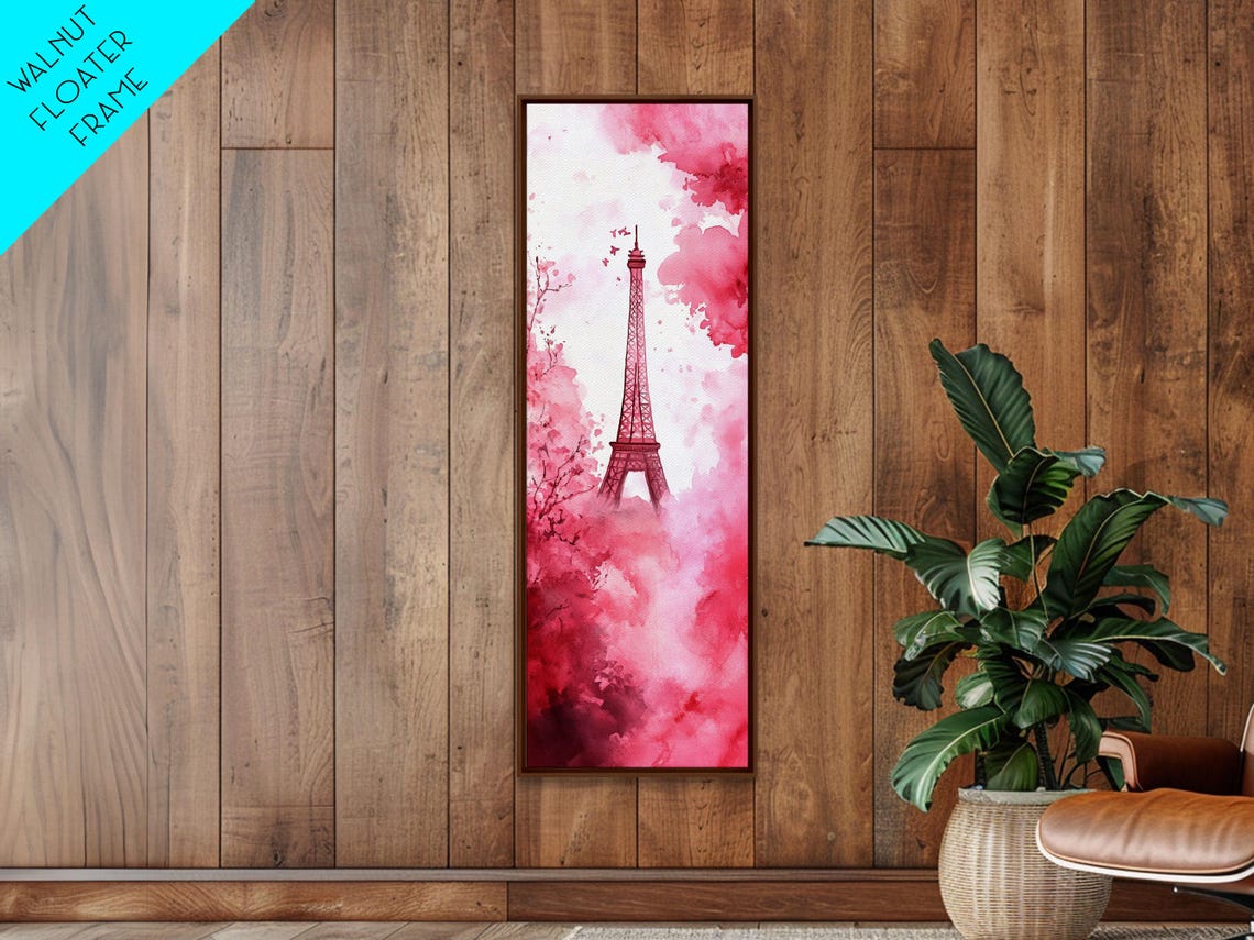 Eiffel Tower In Pink Watercolor Romantic Parisian Skyline Wall Art - Image 5