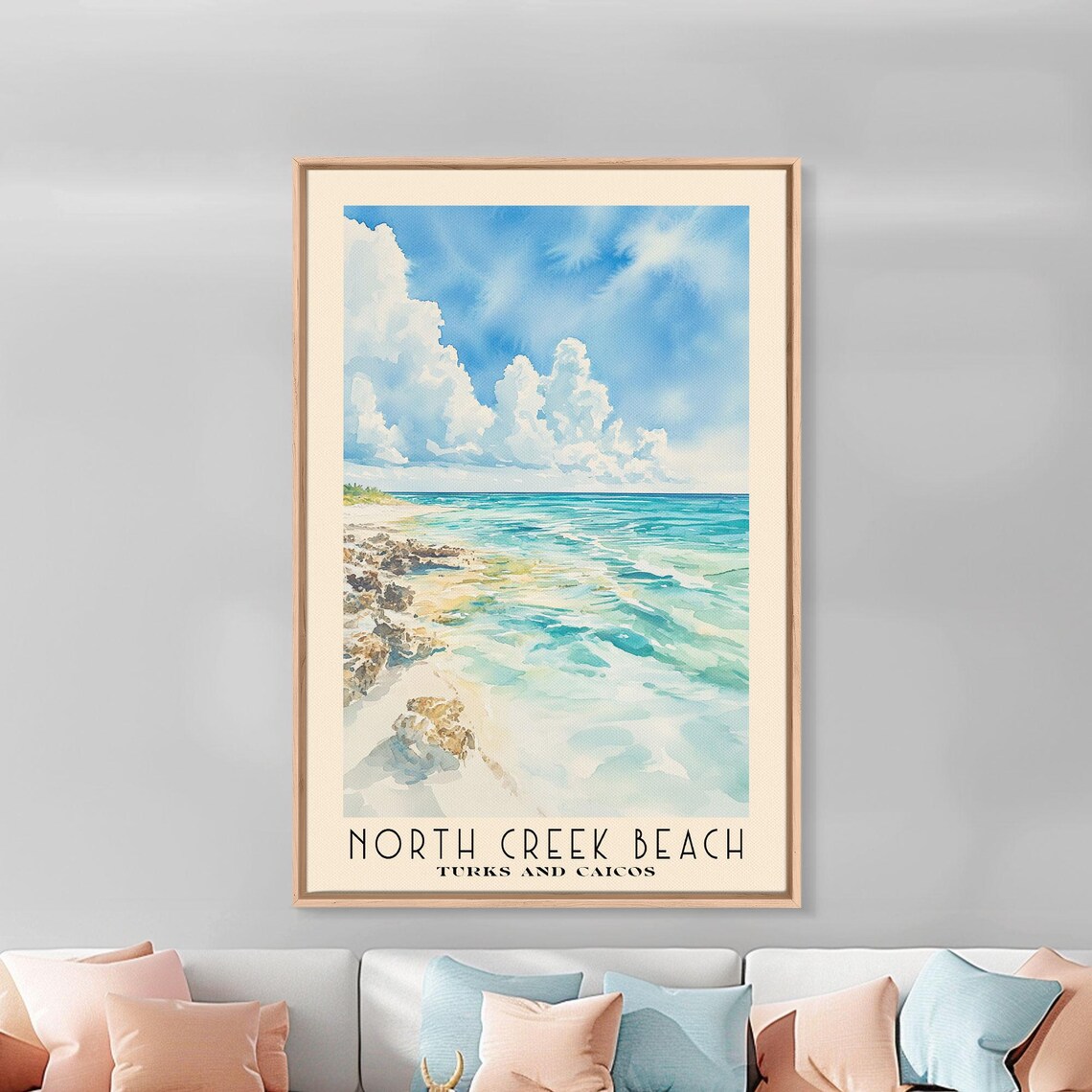 North Creek Beach Turks And Caicos Rocky Shore Turquoise Cloud Travel Poster - Image 3