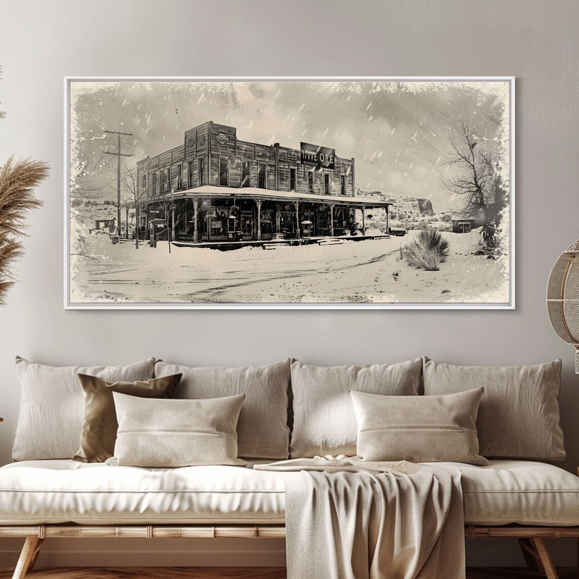 Snowy Old Western Town Street Historic Storefront Sepia Winter Print - Image 4