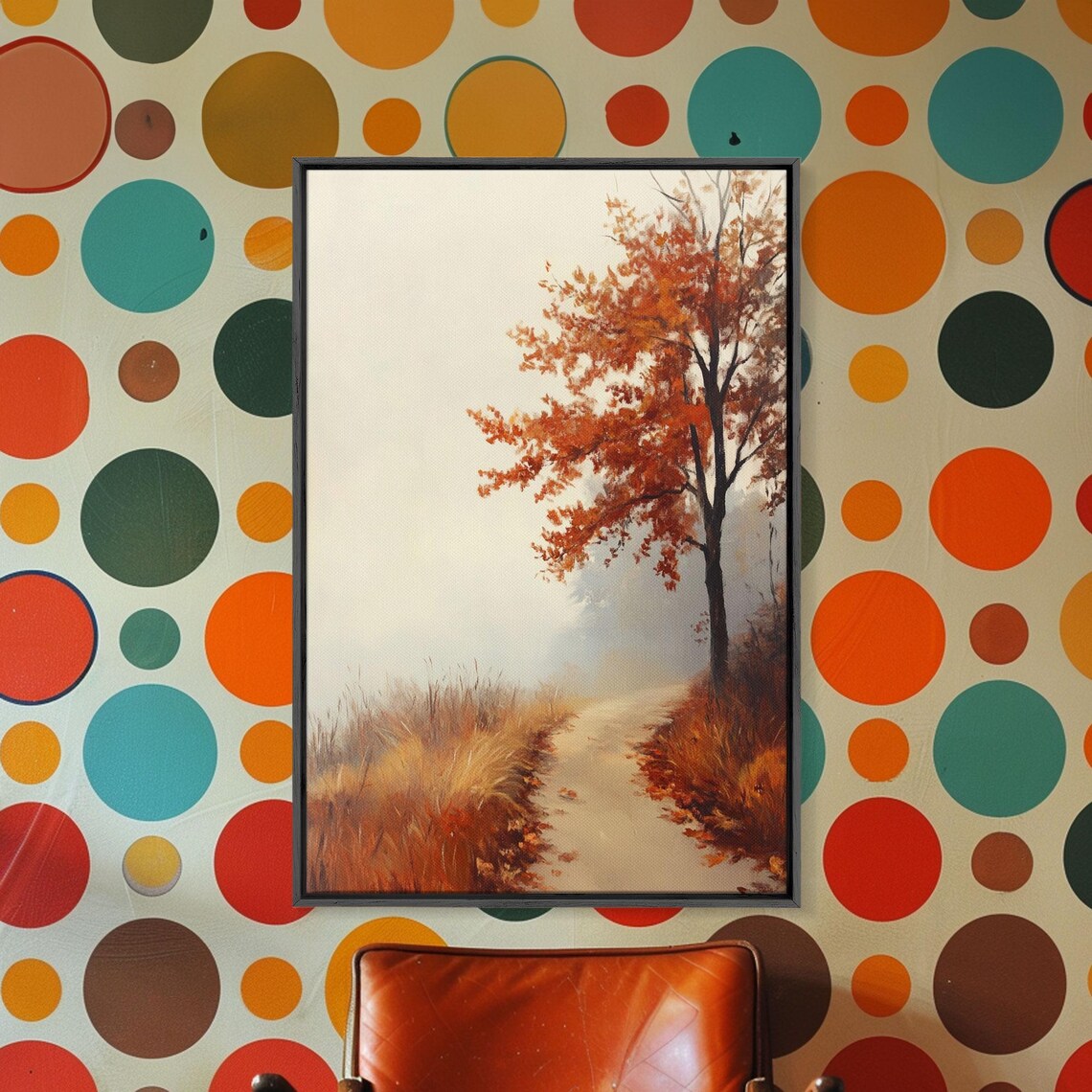 Framed Print Of A Cozy Autumn Path With Trees And Fall Leaves Rustic Country Decor Moody Landscape Art Best Gift Idea Fall Decor - Image 3