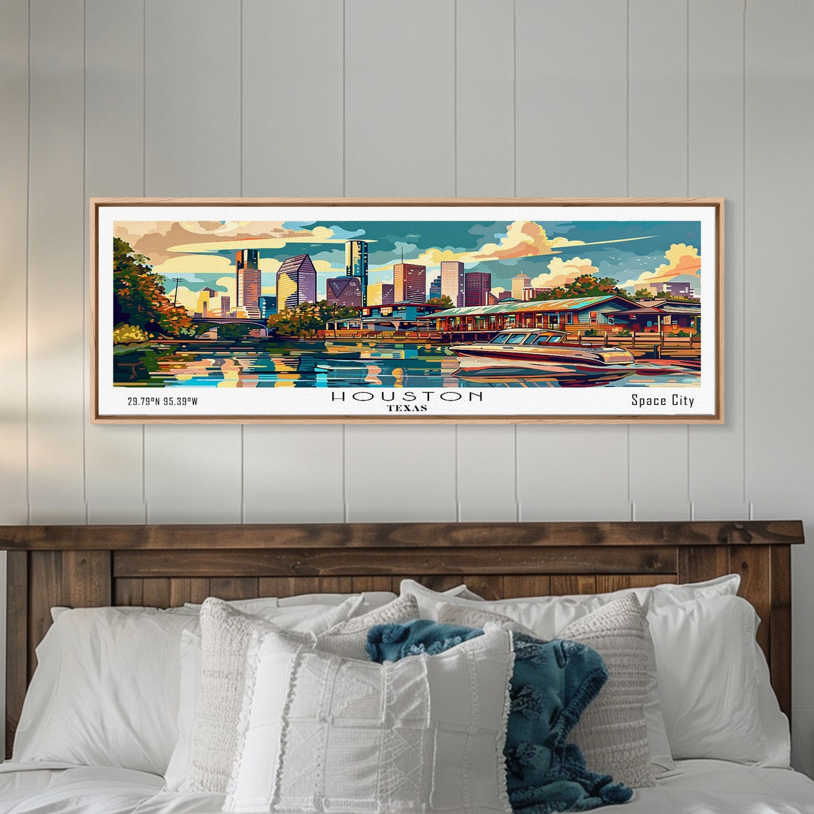 Houston Texas Panoramic Downtown Skyline Bayou Sunset Travel Poster - Image 5
