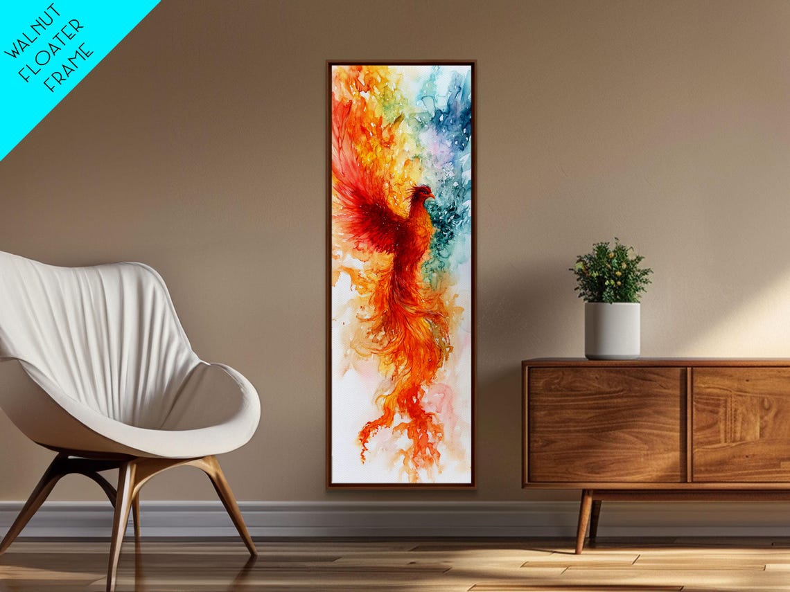 Ethereal Phoenix Rising Soft Pastel Rainbow Flames Renewal Art Poster - Image 6