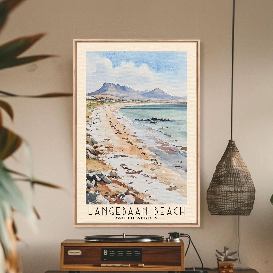Langebaan Beach South Africa Rocky Shore Sandy Bay Mountain Poster