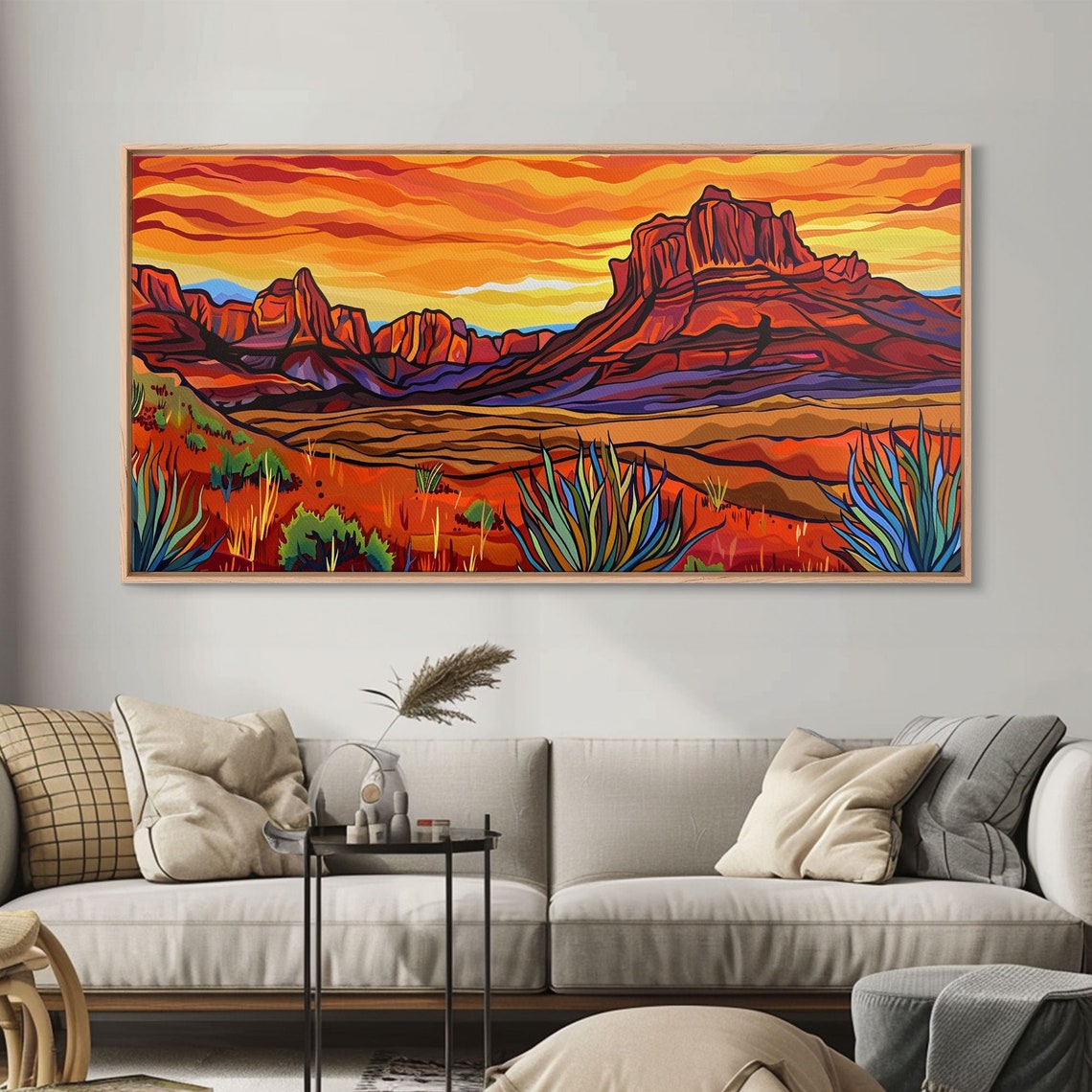 Red Rock Mesa Sunset Desert Stylized Landscape Painting Art Poster - Image 3