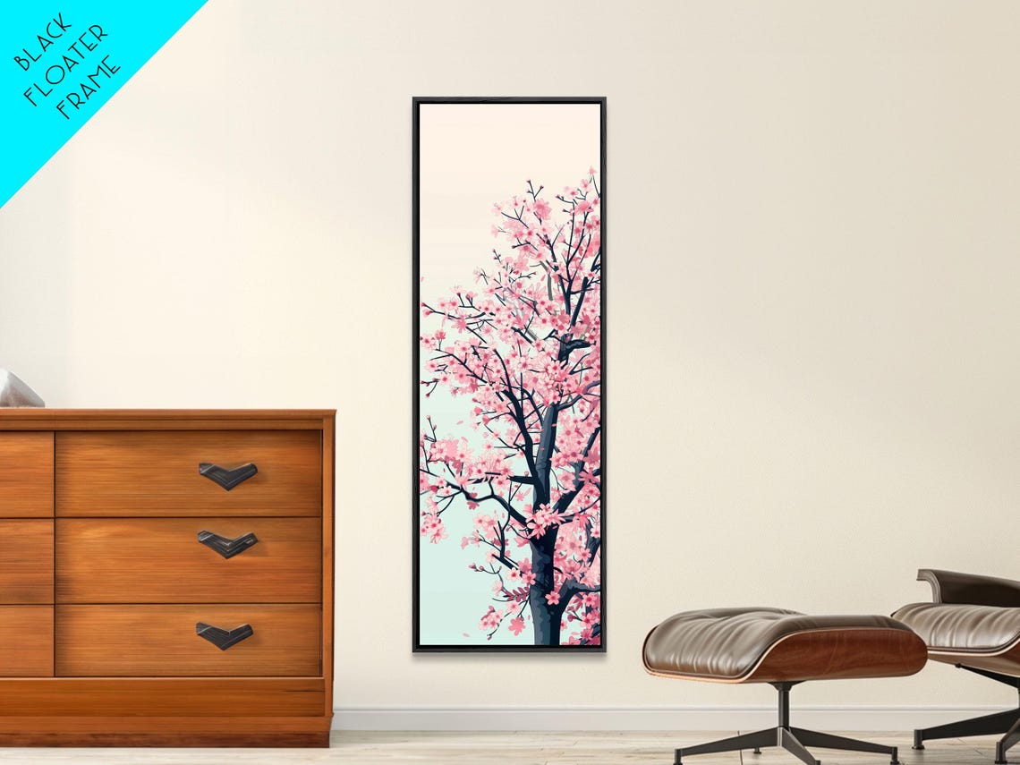 Cherry Blossom Tree In Full Pink Bloom Against Soft Sky Wall Art - Image 3