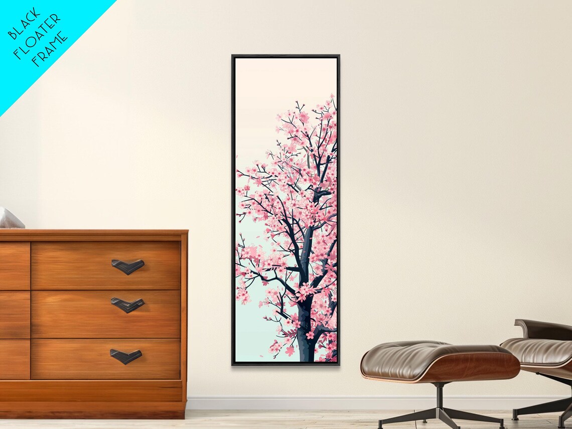 Delicate Cherry Blossom Tree In Full Bloom Against A Soft Gradient Background For Elegant Wall Art Framed Print - Image 3