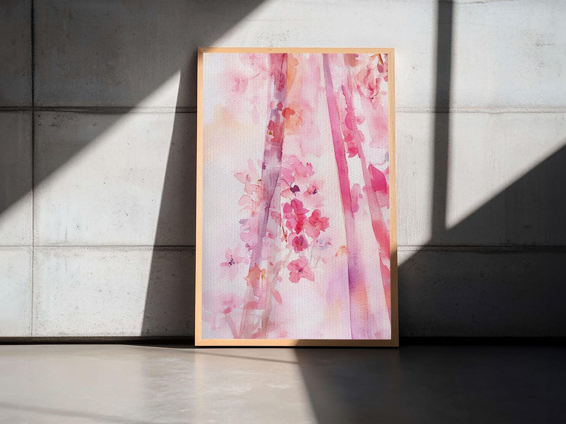 Pink Petals Abstract Floral Watercolor Soft Blush Dreamy Art Poster - Image 5
