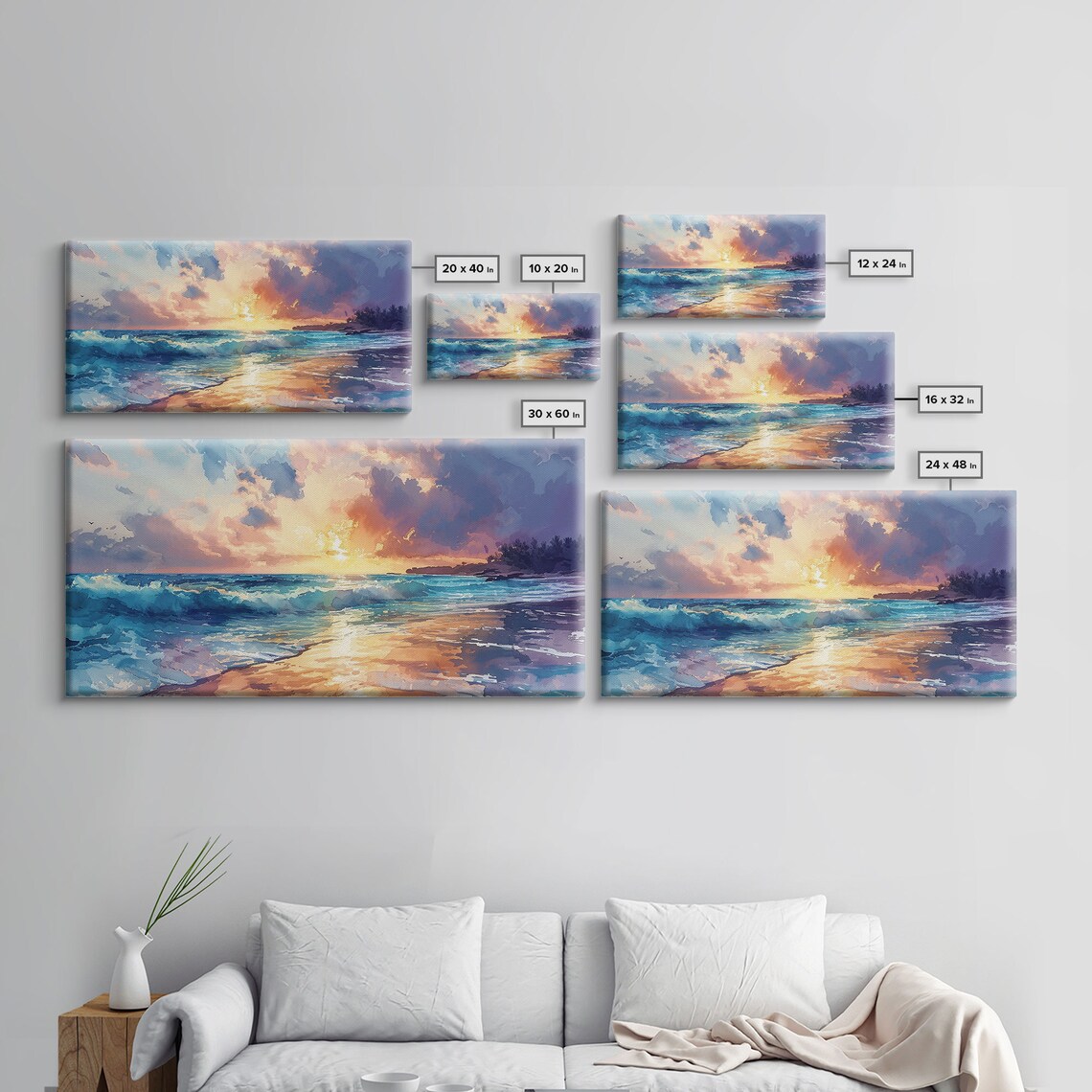 Boho Beach At Sunset, Coastal Ocean Wave Art Print - Image 2