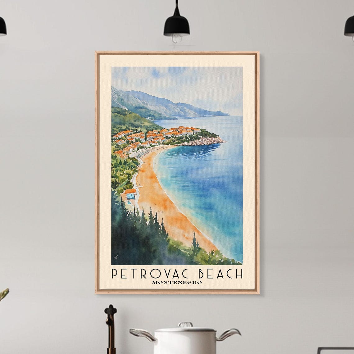 Petrovac Beach Montenegro Aerial Golden Bay Orange Rooftop Town Poster - Image 6