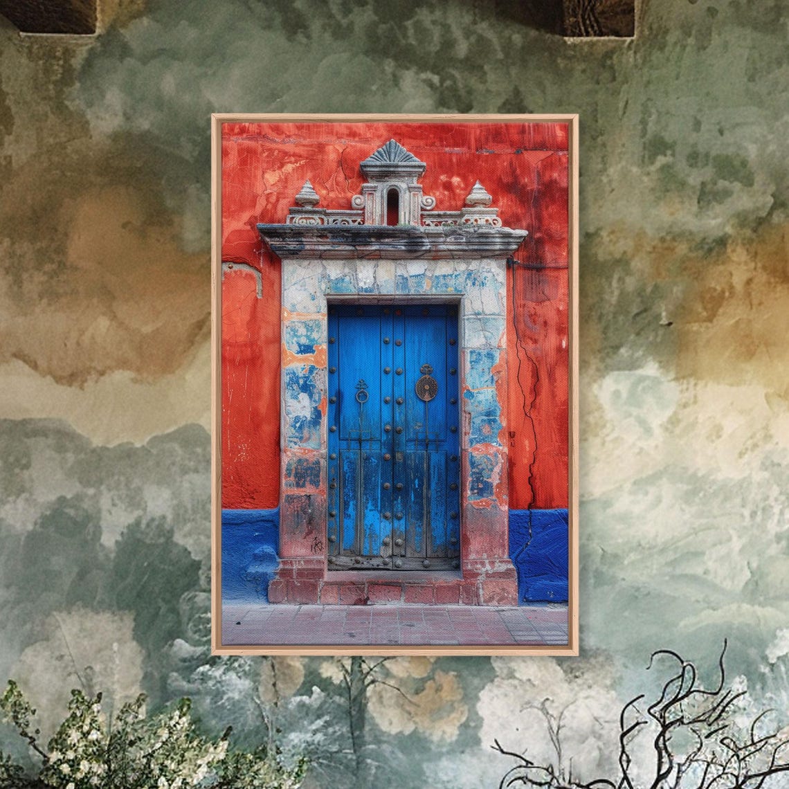 Rustic Mexican Blue Door Red Adobe Wall Vintage Hacienda Travel Poster - Image 4