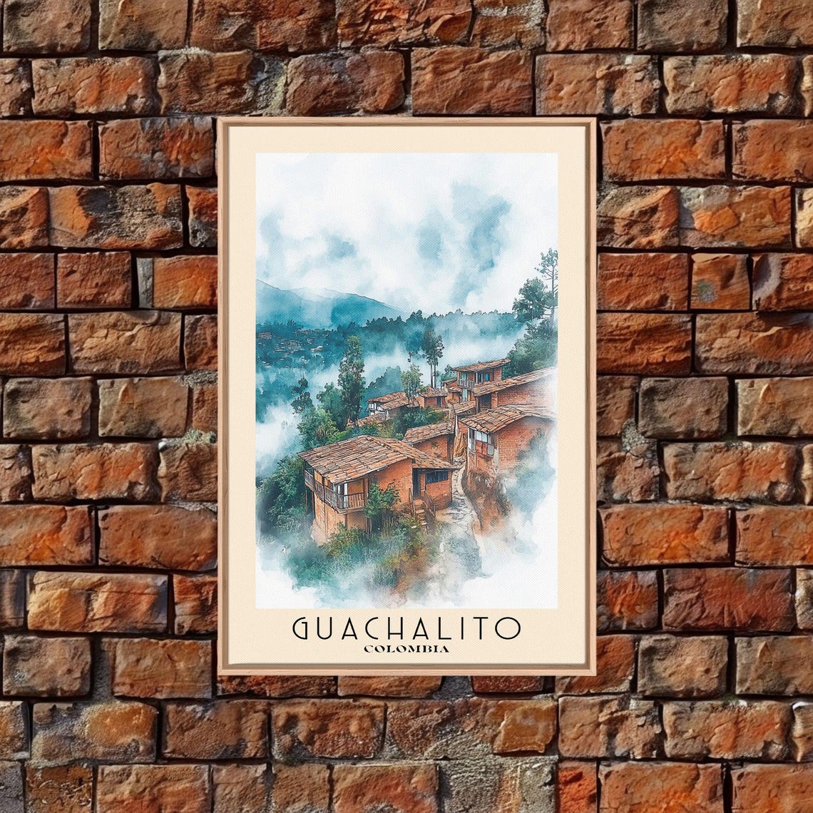 Guachalito Colombia Misty Mountain Village Terracotta Roofs Poster - Image 5