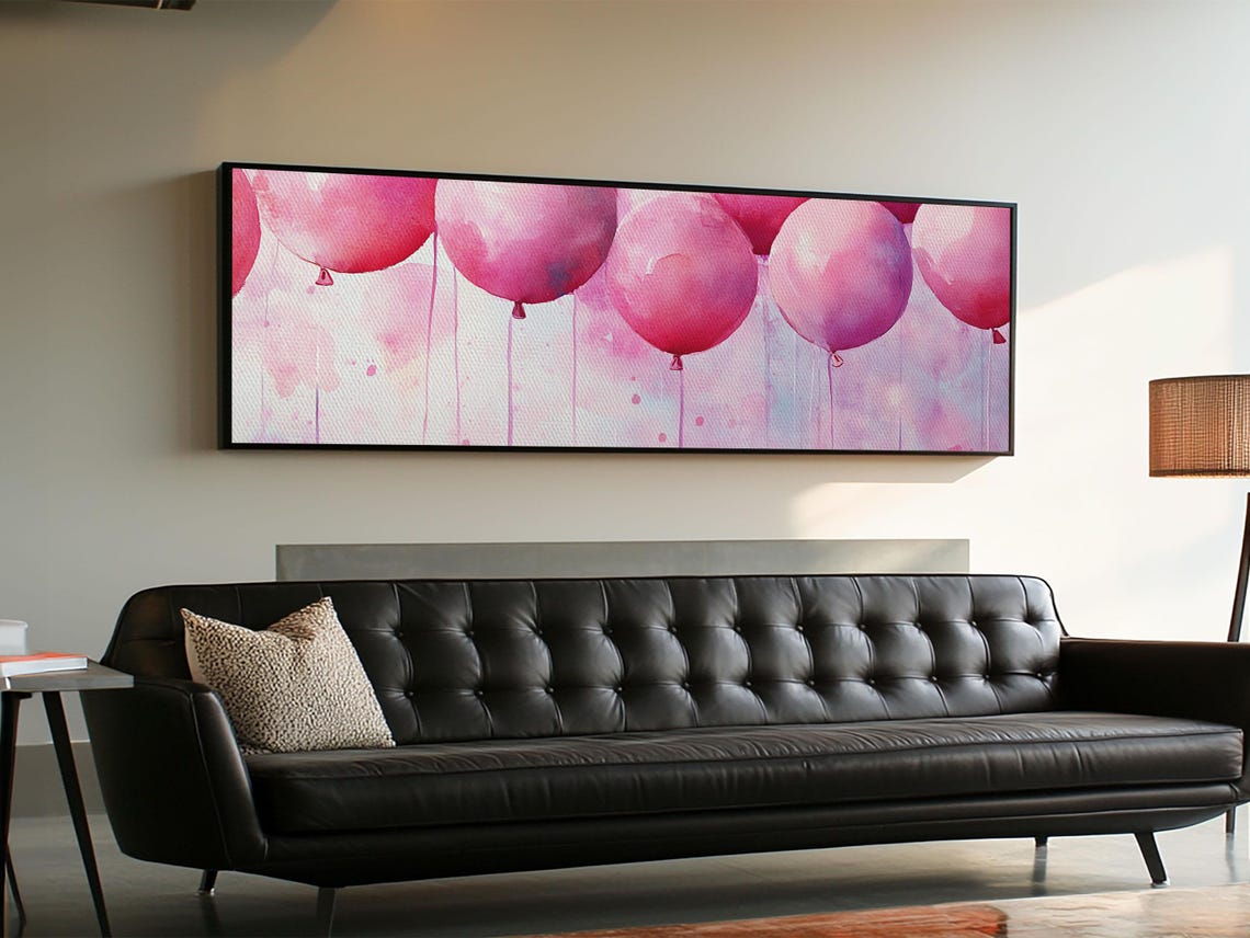 Pink Balloon Party Watercolor Fun Kids Birthday Celebration Wall Art - Image 6