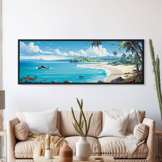 The Beach Tropical Painting Framed Print Hawaii Art Tropical Decor Above Sofa Wall Art Wall Hanging