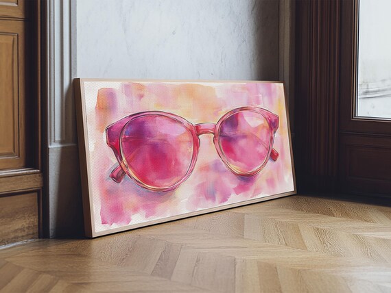Pink Retro Sunglasses Watercolor Fashion Eyewear Style Decor Poster