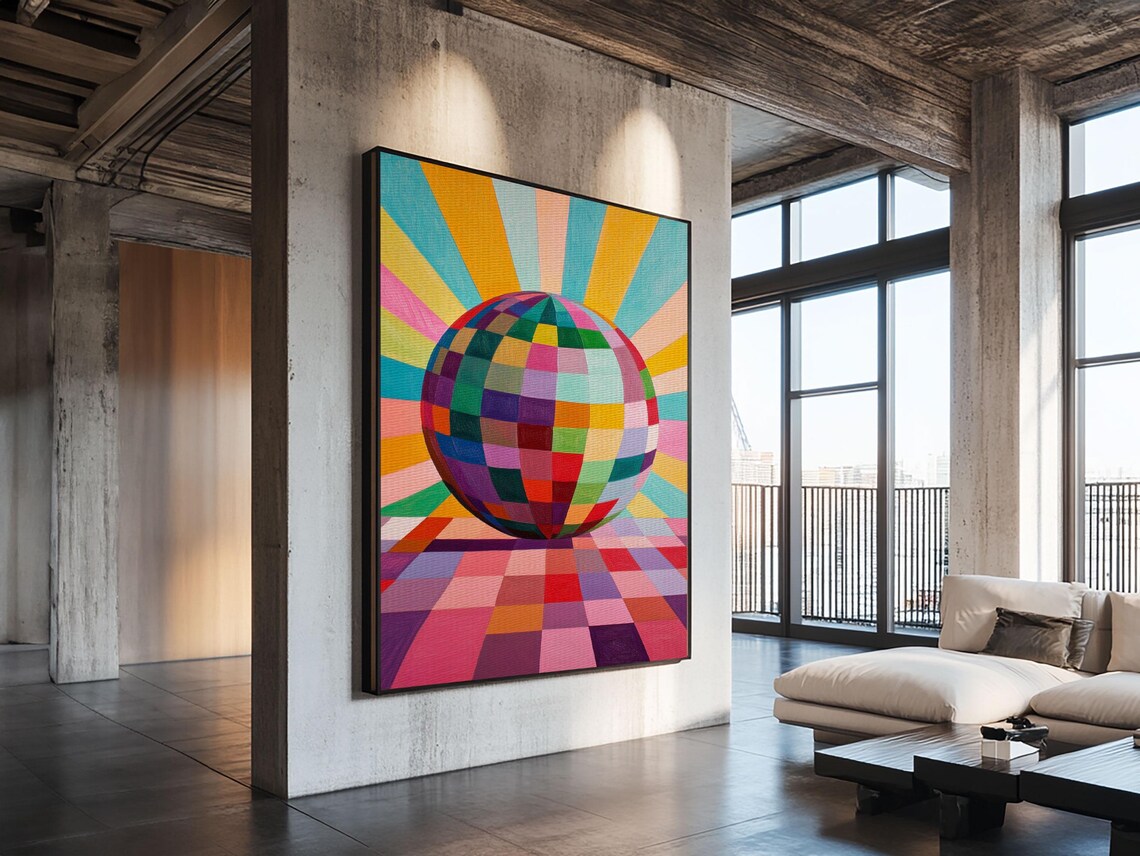 Rainbow Disco Ball Art Print, Abstract by Nuevart - Image 6