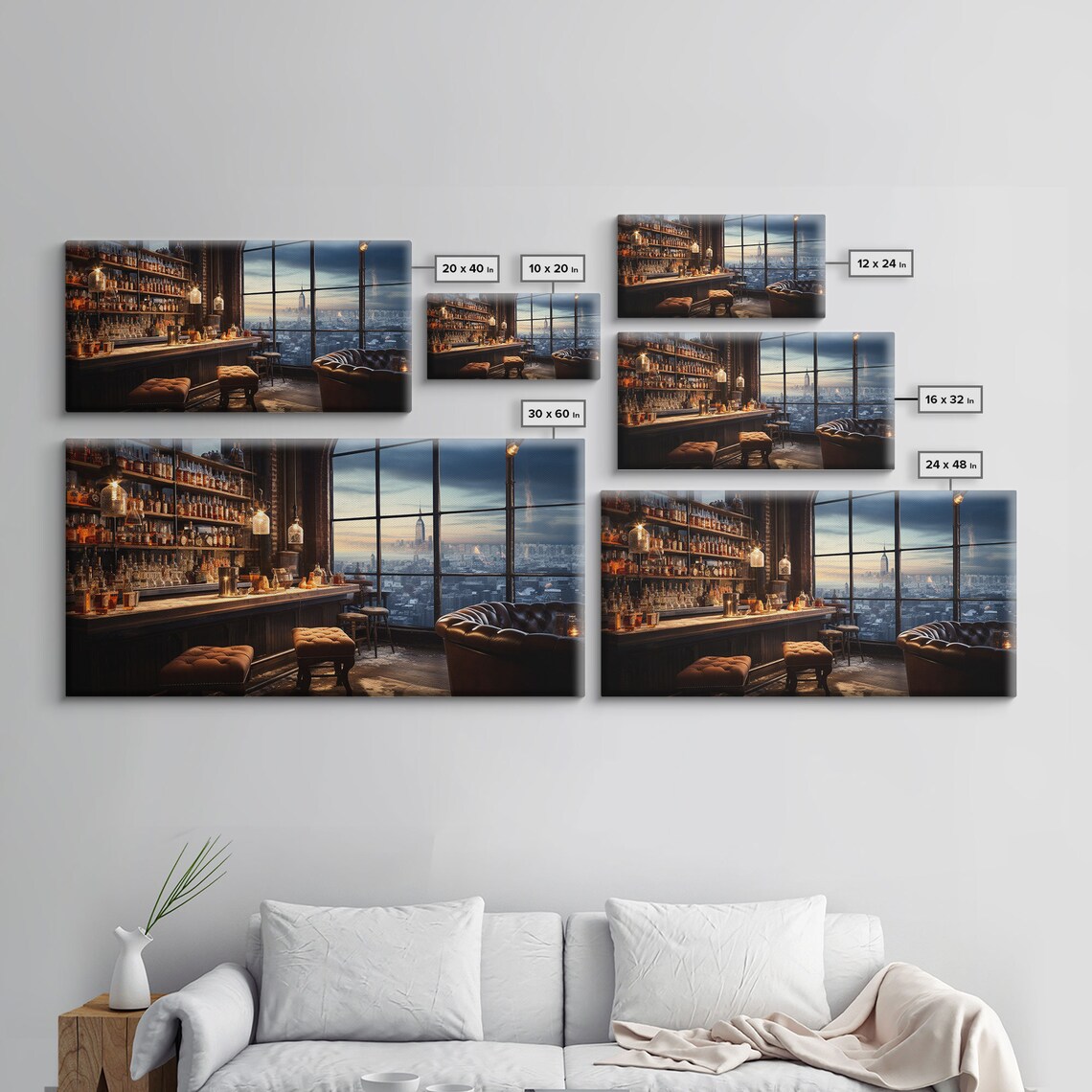 Vintage Winter Bar Overlooking The City, Art Print - Image 2
