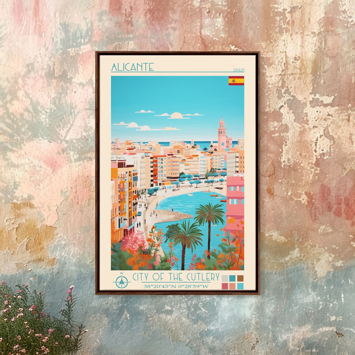 Alicante Spain Travel Poster, Mid-Century Modern - Image 2