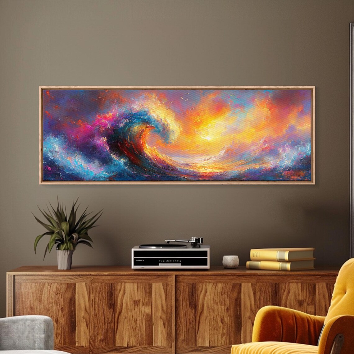 Rainbow Ocean Wave Sunset Surf Painting Vibrant Colorful Seascape Wall Art Poster - Image 3