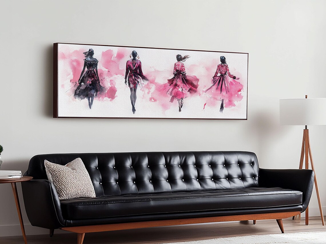 Fashion Silhouettes Pink Dresses Watercolor Runway Women Modern Feminine Poster - Image 5