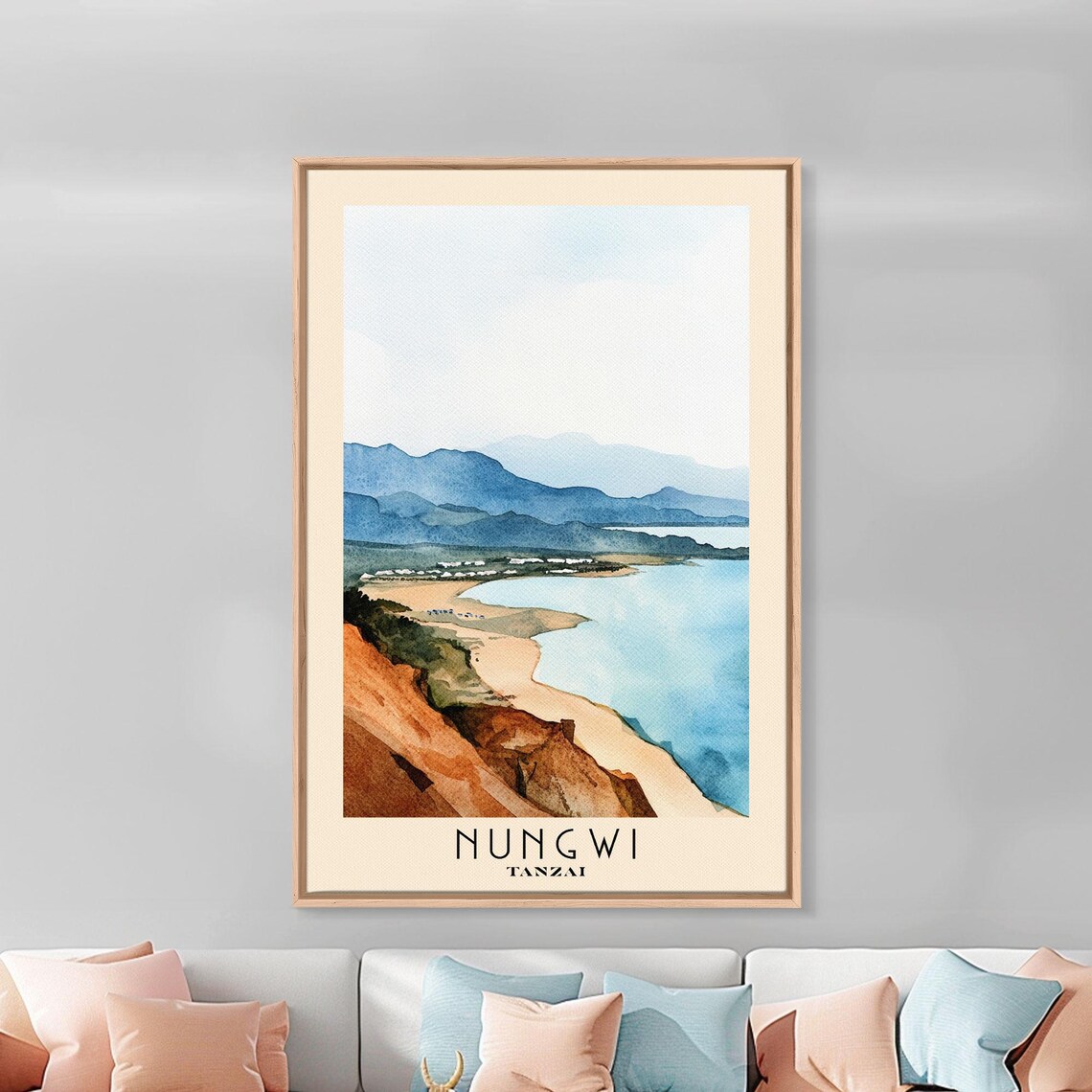 Nungwi Beach Tanzania Sandy Cove Cliffs Blue Ocean Zanzibar Travel Poster - Image 3