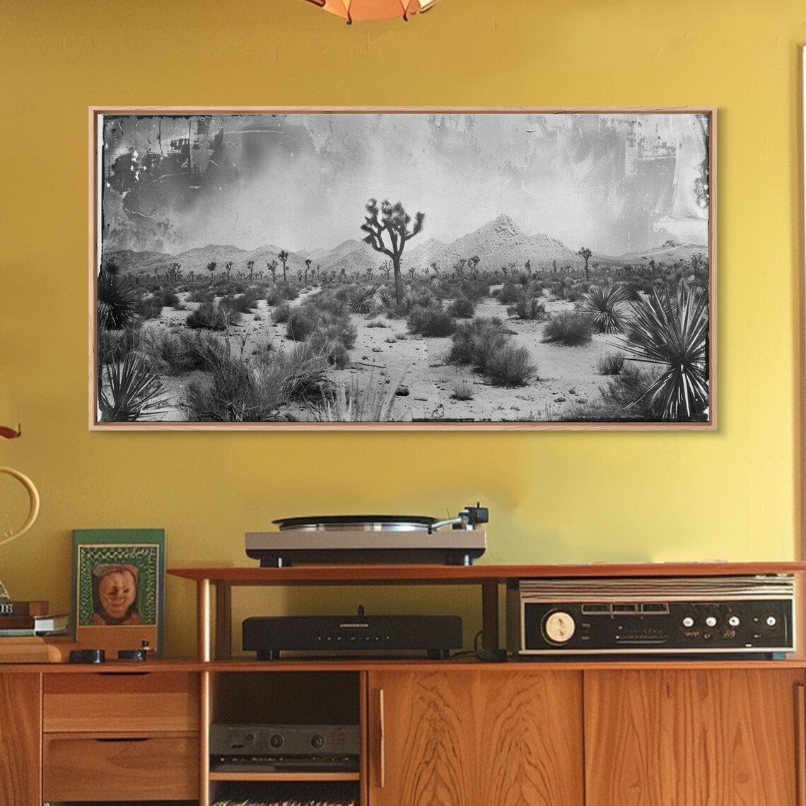 Desolate Desert With Joshua Trees Framed Print For Living Room Decor Ideal For Bedroom Wall Art Rustic Western Scene - Image 2
