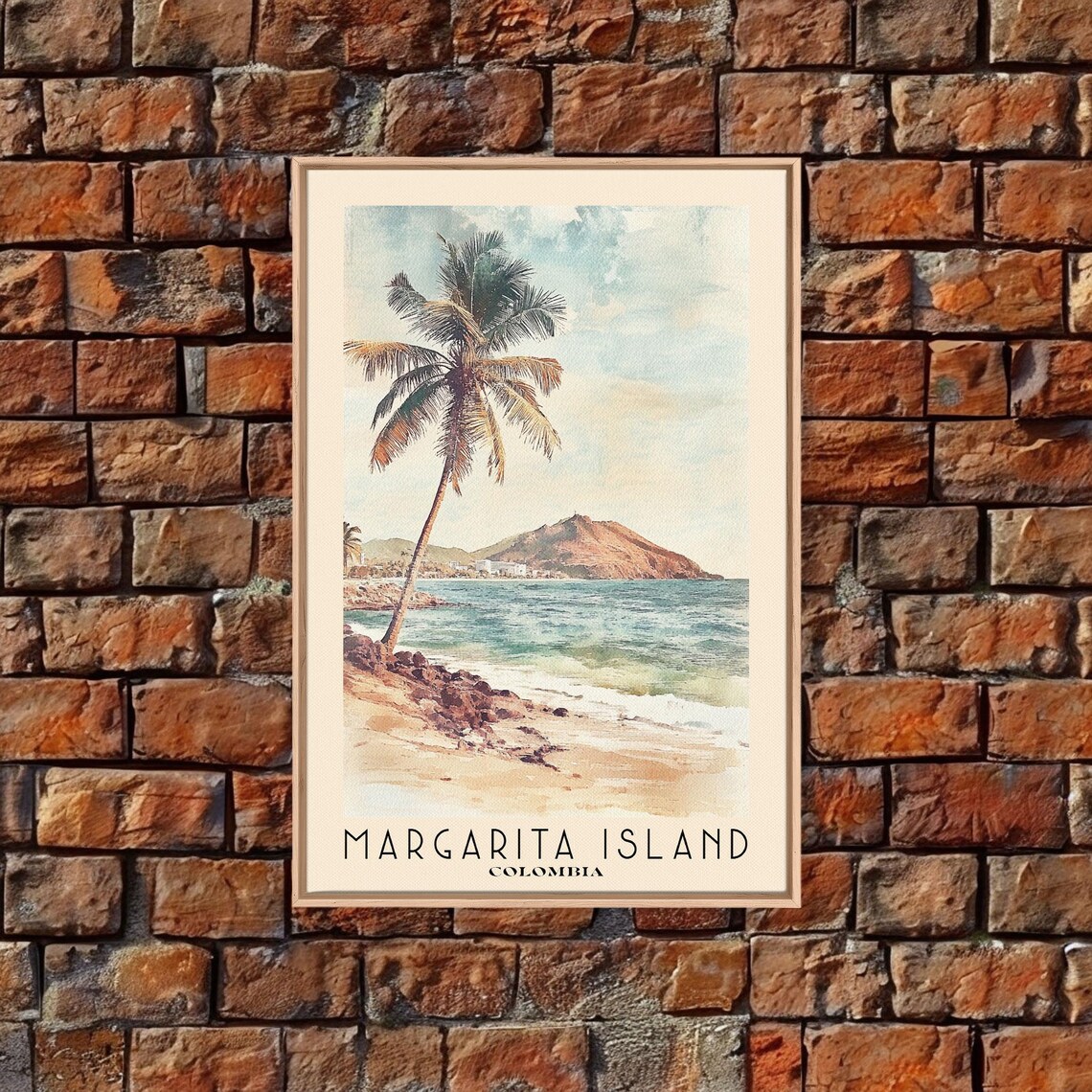 Margarita Island Colombia Palm Beach Rocky Islet Watercolor Poster - Image 4