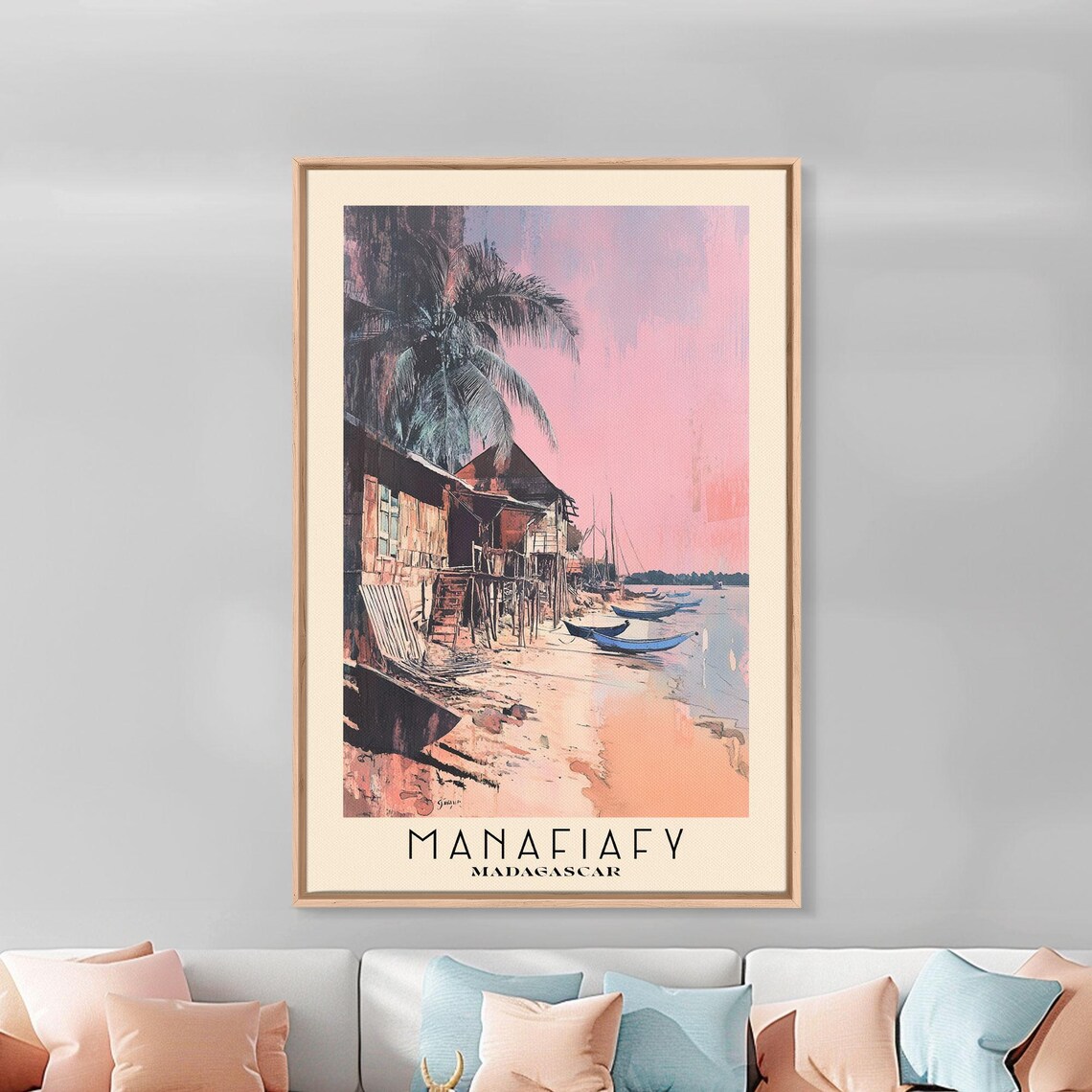 Manafiafy Madagascar Fishing Village Stilt Houses Sunset Harbor Poster - Image 4