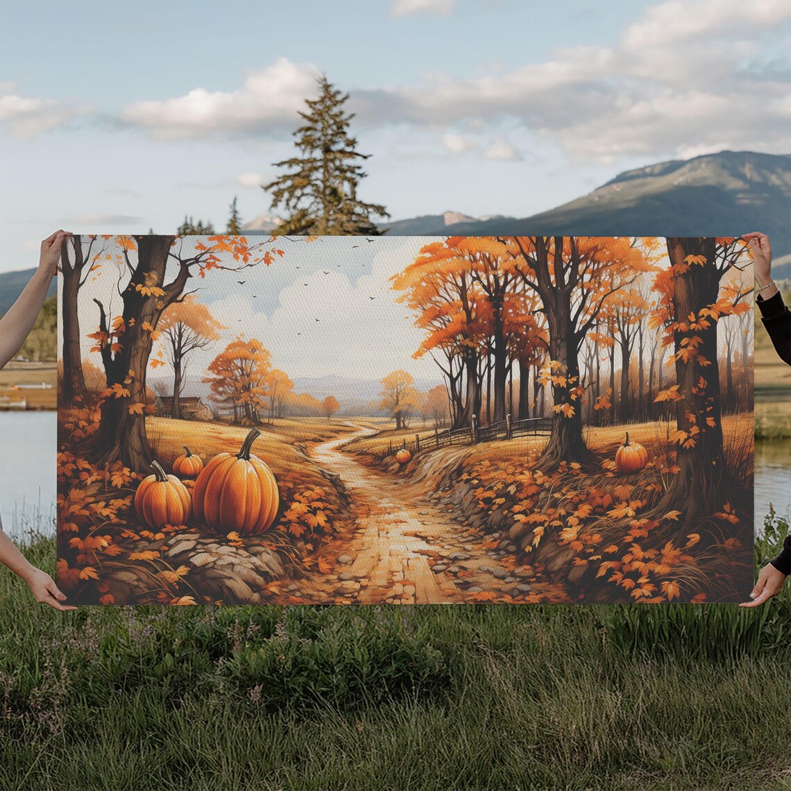 Pumpkin Fall Nature Art Print, Country Home Decor
