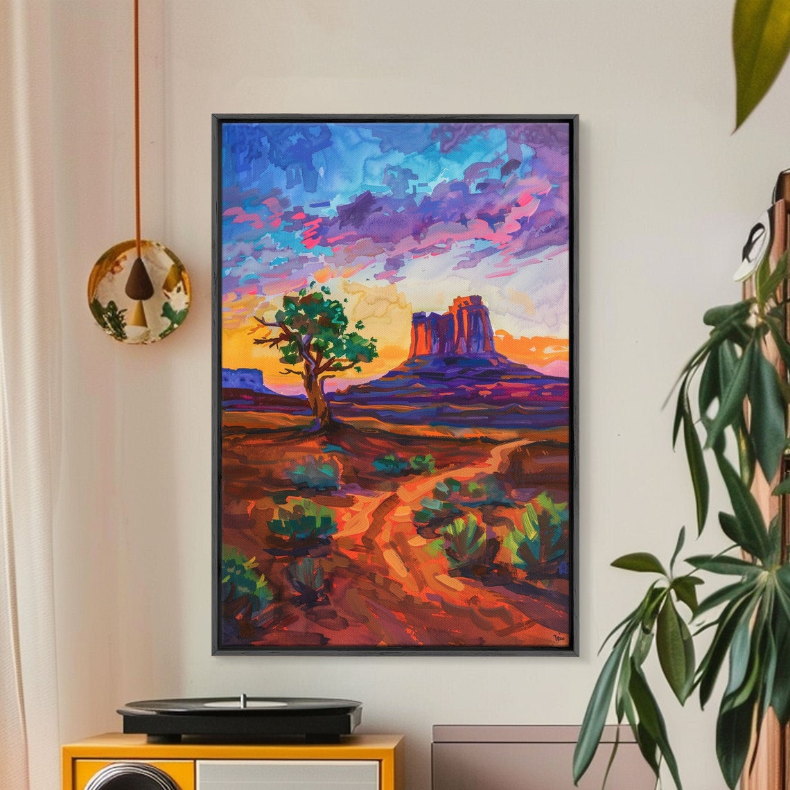 Sunset Over Monument Valley Red Rock Butte Desert Art Poster